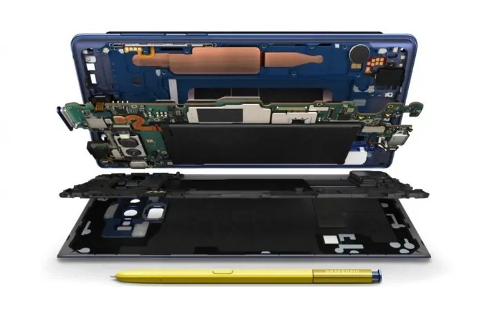 Section view of the Samsung Note 9